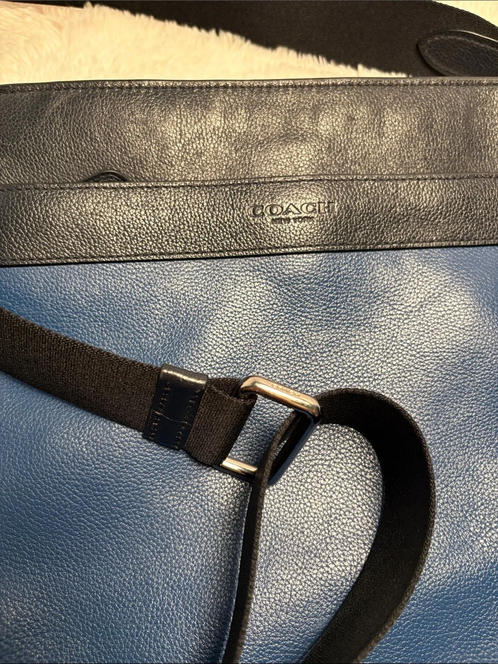 Coach Two-Tone Blue and Black Leather Messenger Bag